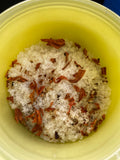 Oils of Olive Shae Butter and Coconut has Essential Oil of Lemon with Blends of Lily Flowers has Ancient Pink Himalayan Sea Salt Dead Sea Salt and Epsom Salt.