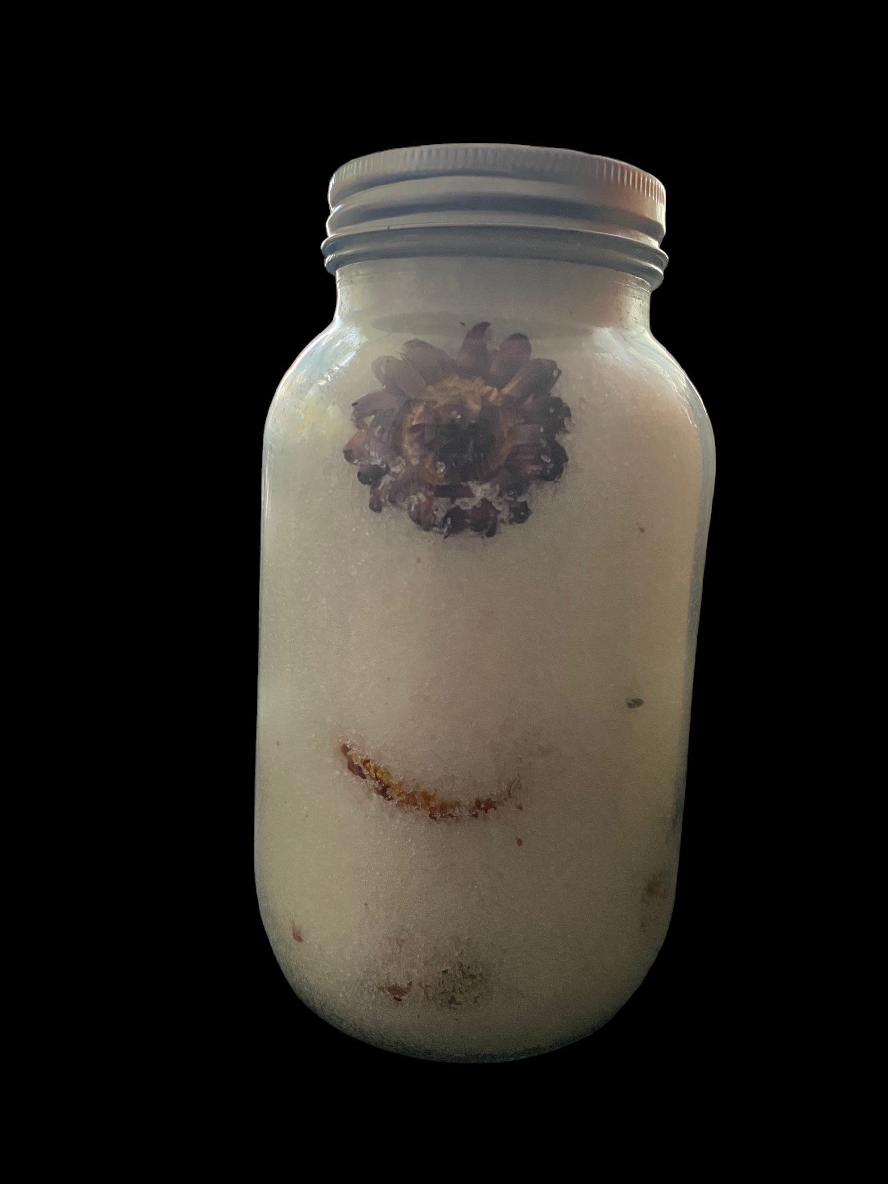  Coconut Shae Butter and Olive Oils with Pink Sea Salt Dead Sea Salt and Epsom Salt with Coconut Lime Essential Oils with Pink/Purple Flowers