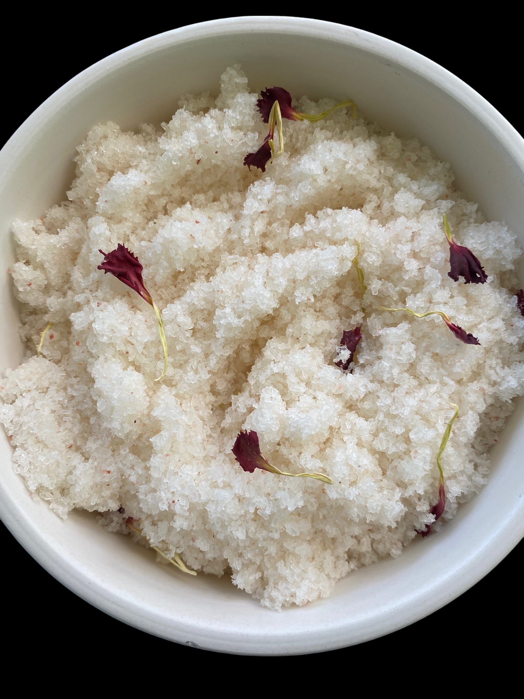 Carnation Flowers Shae Butter Jojoba Coconut Olive Oils with Essential Oils of Ruby Red Grapefruit Marjoram Lemon Lime Blood Orange Tangerine Clove Lavender Sweet Orange Geranium and Spearmint Pink Ancient Sea Salt Epsom Salt Citric Acid Baking Soda